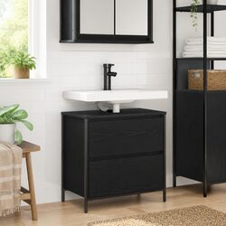 Compact Bathroom Vanity Cabinet in Black Oak