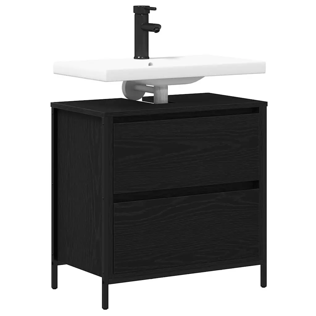 Bathroom Vanity Cabinet Black Oak 60x34.5x60cm Storage Unit with Drawers