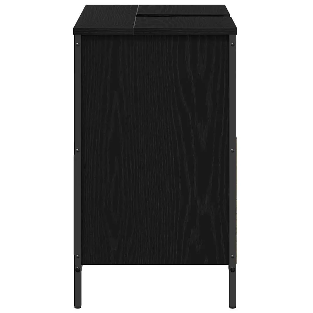 Bathroom Vanity Cabinet Black Oak 60x34.5x60cm Storage Unit with Drawers