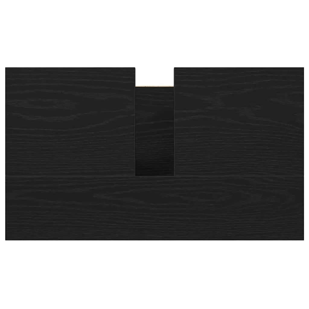 Bathroom Vanity Cabinet Black 60cm Engineered Wood 2 Storage Compartments Adjustable Feet