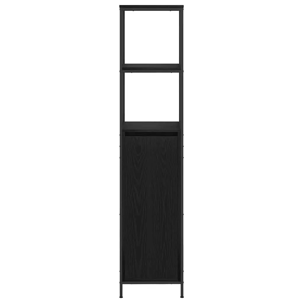 Black Oak Bathroom Vanity with Open Shelves
