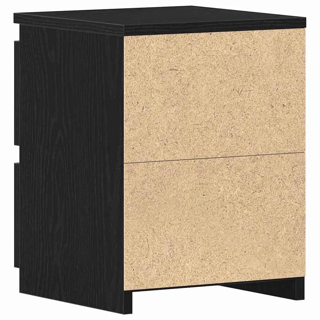 Bedside Cabinet Black Oak 30x30x40cm Engineered Wood Storage Drawer Nightstand