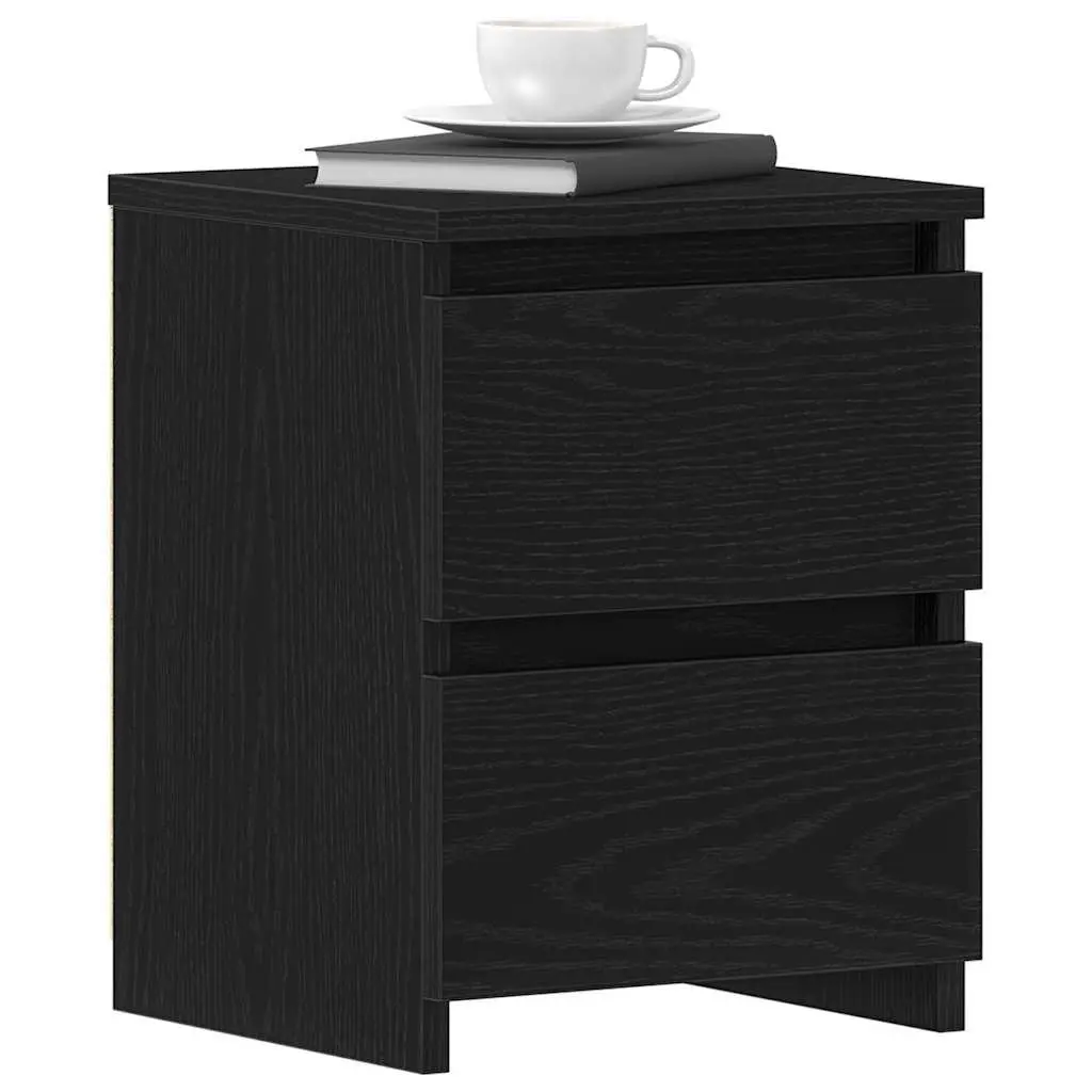 Bedside Cabinet Black 30 x 30 x 40 cm Engineered Wood Storage Drawer 2 Pieces