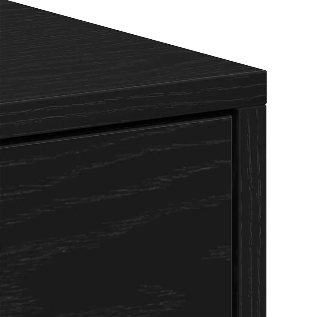 Bedside Cabinet Black Oak 40x30x40cm 2 Drawer Storage Organiser