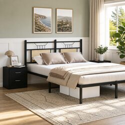 Bedside Cabinet Black Oak 40x30x40 cm Nightstand with 2 Drawers Storage Table