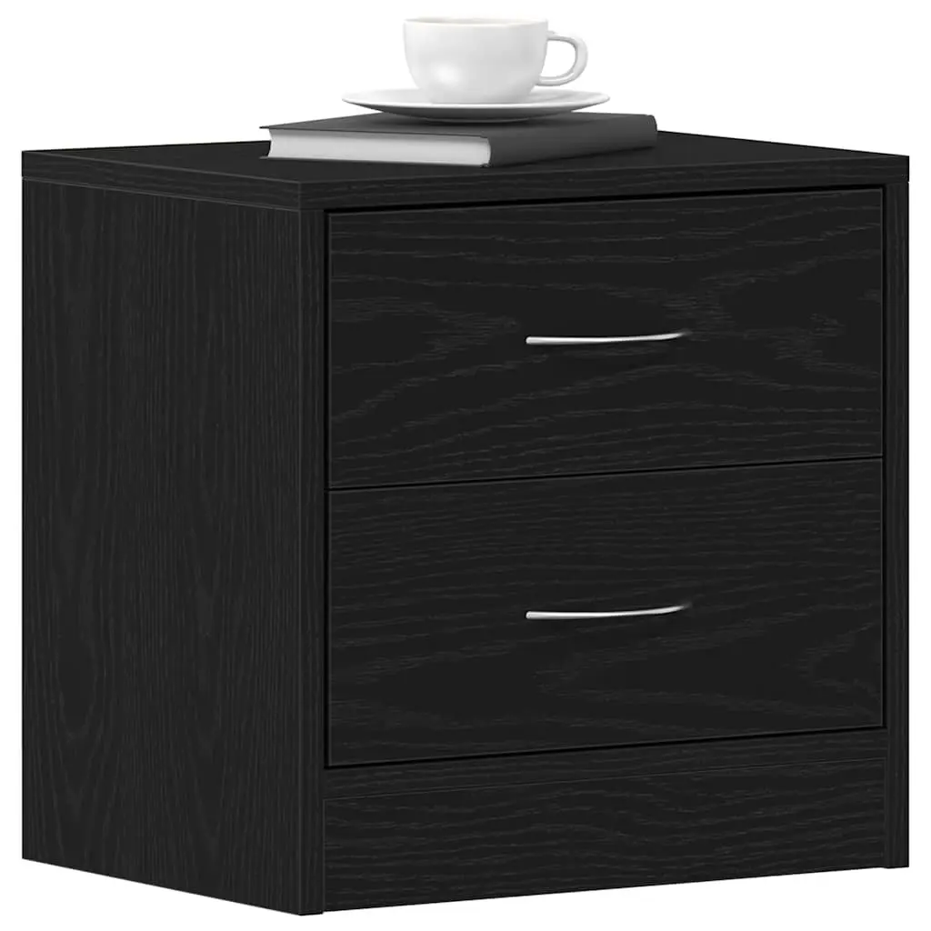 Bedside Cabinet Black Oak 40x30x40 cm Nightstand with 2 Drawers