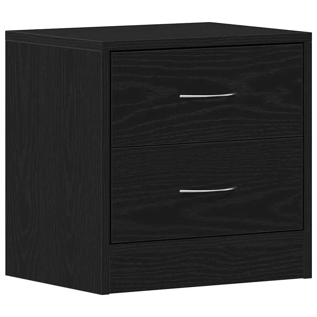 Bedside Cabinet Black Oak 40x30x40 cm Nightstand with 2 Drawers