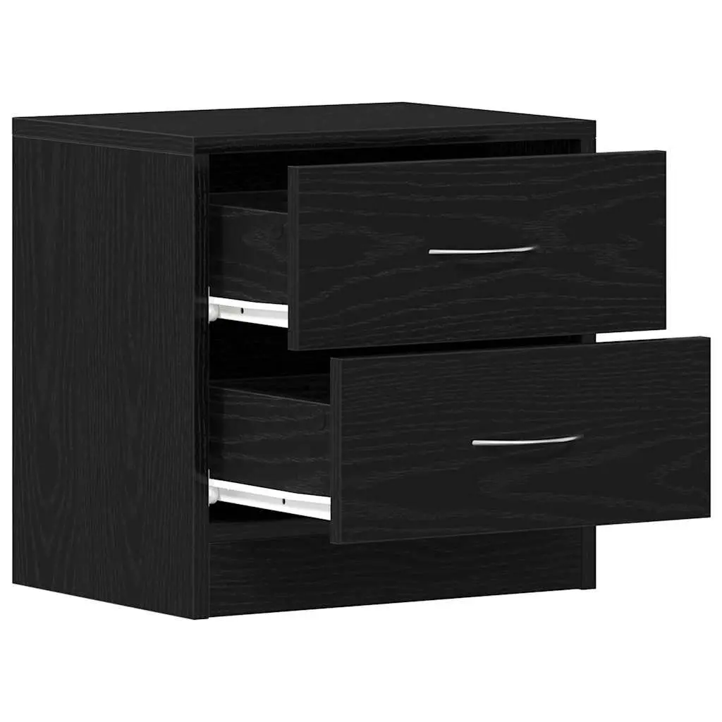 Bedside Cabinet Black Oak 40x30x40 cm Nightstand with 2 Drawers