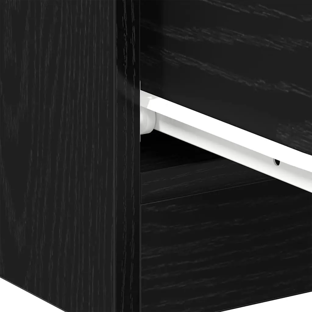 Bedside Cabinet Black Oak 40x30x40 cm Nightstand with 2 Drawers