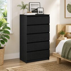 Quality Black Oak Drawer Cabinet with 5 Large Drawers