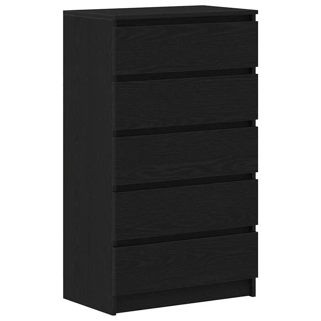 Drawer Cabinet 5 Drawers Black Oak Engineered Wood 60x36x103 cm Storage Chest