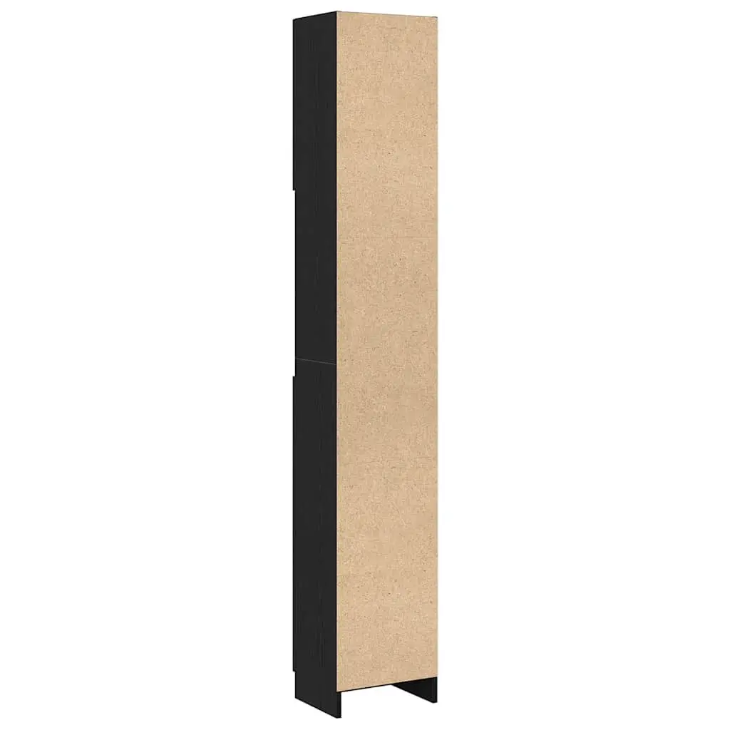 Bathroom Cabinet Black Engineered Wood 32x25.5x190 cm Storage Organizer