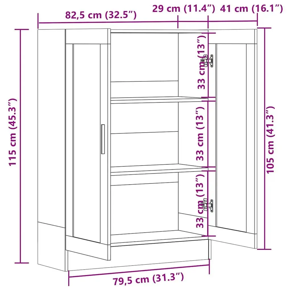 Book Cabinet Black Oak 82.5x30.5x115 cm Storage Shelves Engineered Wood