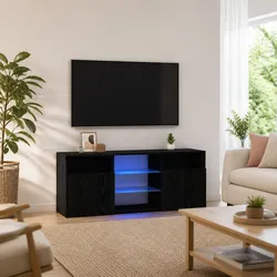 Concise TV Cabinet with RGB LED Features