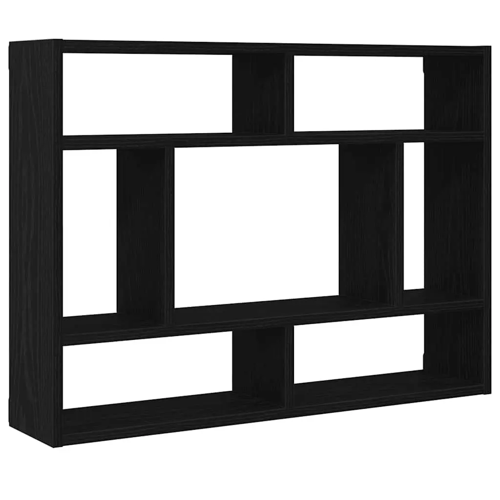 Wall Shelf Black Oak Floating Storage Display Organiser 75 x 16 x 55 cm