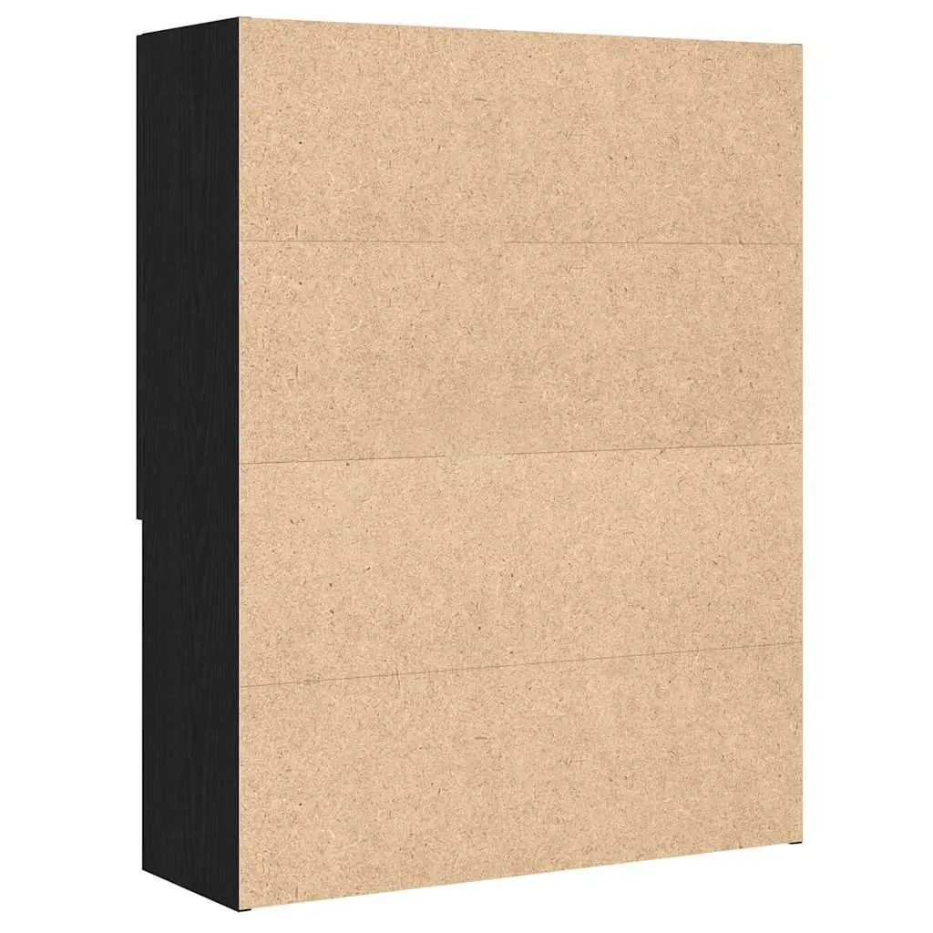 Washing Machine Cabinet Black Oak Storage Organiser 2 Doors 4 Compartments