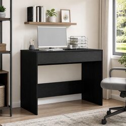 Black Oak Desk with 2 Drawers