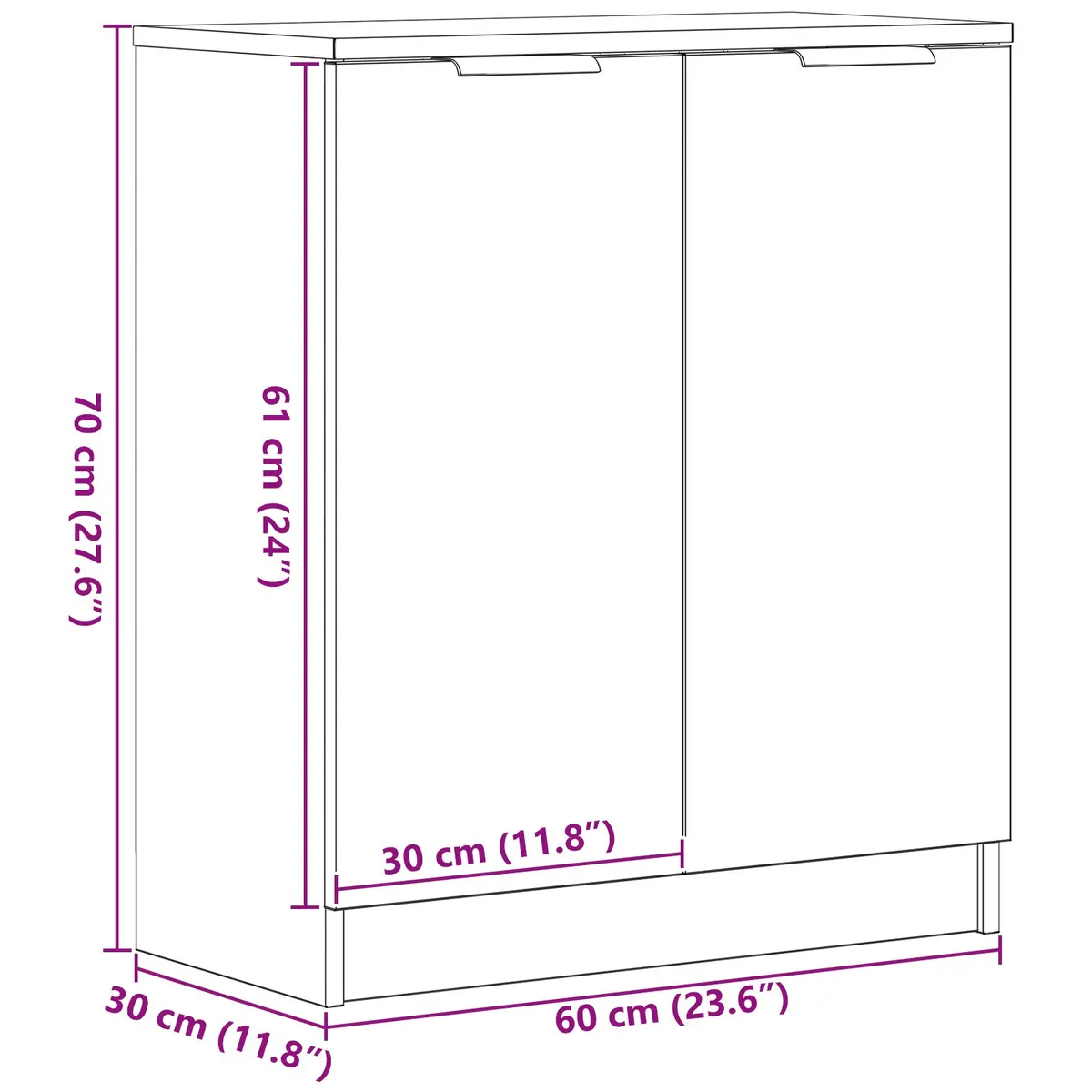 Sideboard Black 60x30x70cm Modern Storage Cabinet for Living Dining Room