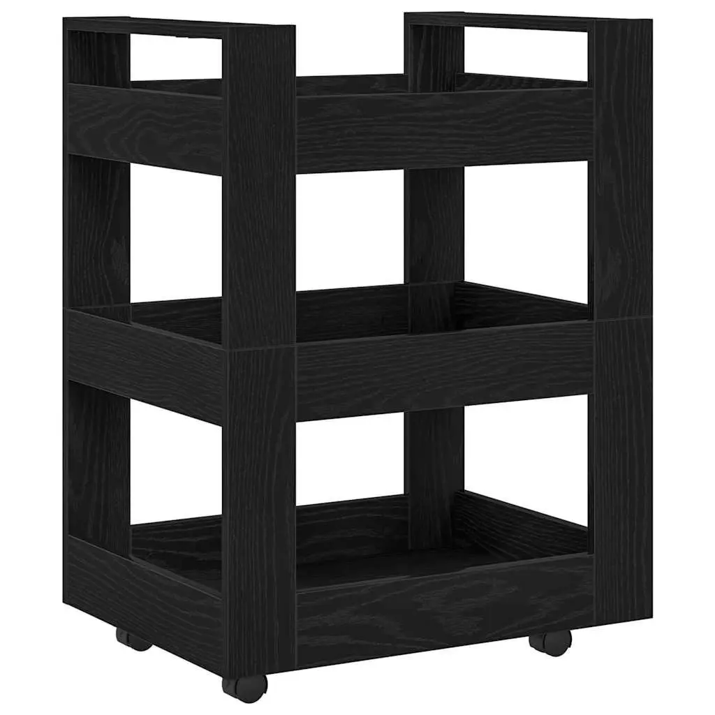 Kitchen Trolley Black 60 x 45 x 80 cm Engineered Wood Cart with Castors