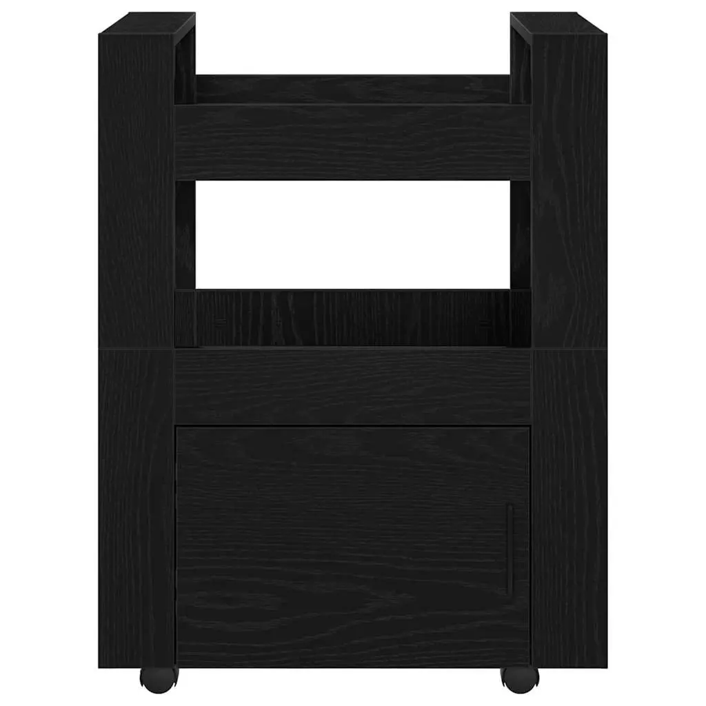 Kitchen Trolley Black Oak 60 x 45 x 80 cm Engineered Wood Rolling Storage Cart