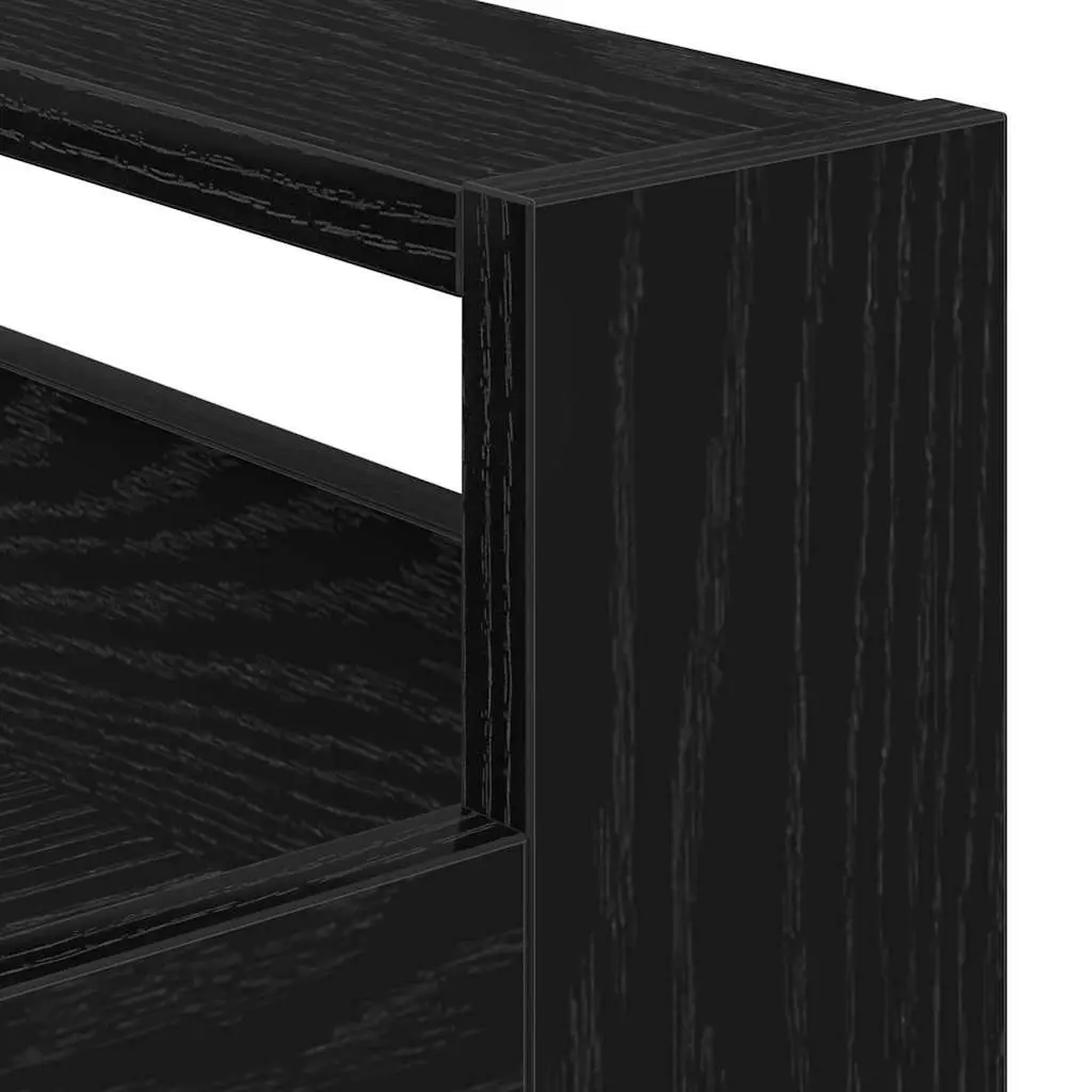 Kitchen Trolley Black Oak 60 x 45 x 80 cm Engineered Wood Rolling Storage Cart