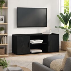 Concise and Modern Black Oak TV Cabinet 100x35x40cm