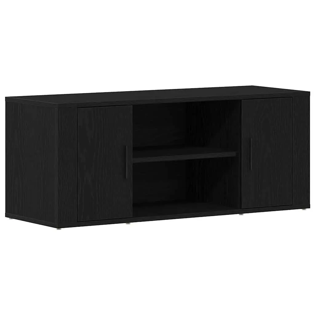 TV Cabinet Black Oak 100x35x40cm Modern Storage Unit Engineered Wood Furniture