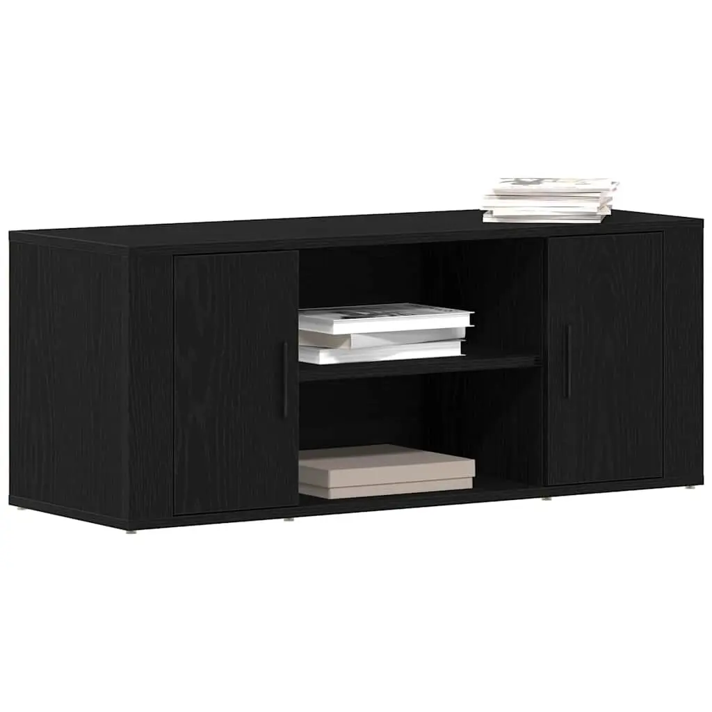 TV Cabinet Black Oak 100x35x40cm Modern Storage Unit Engineered Wood Furniture