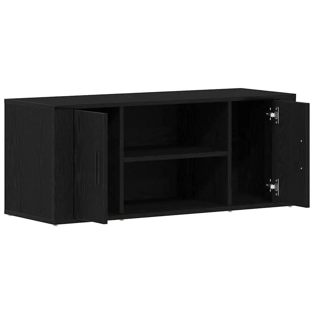 TV Cabinet Black Oak 100x35x40cm Modern Storage Unit Engineered Wood Furniture