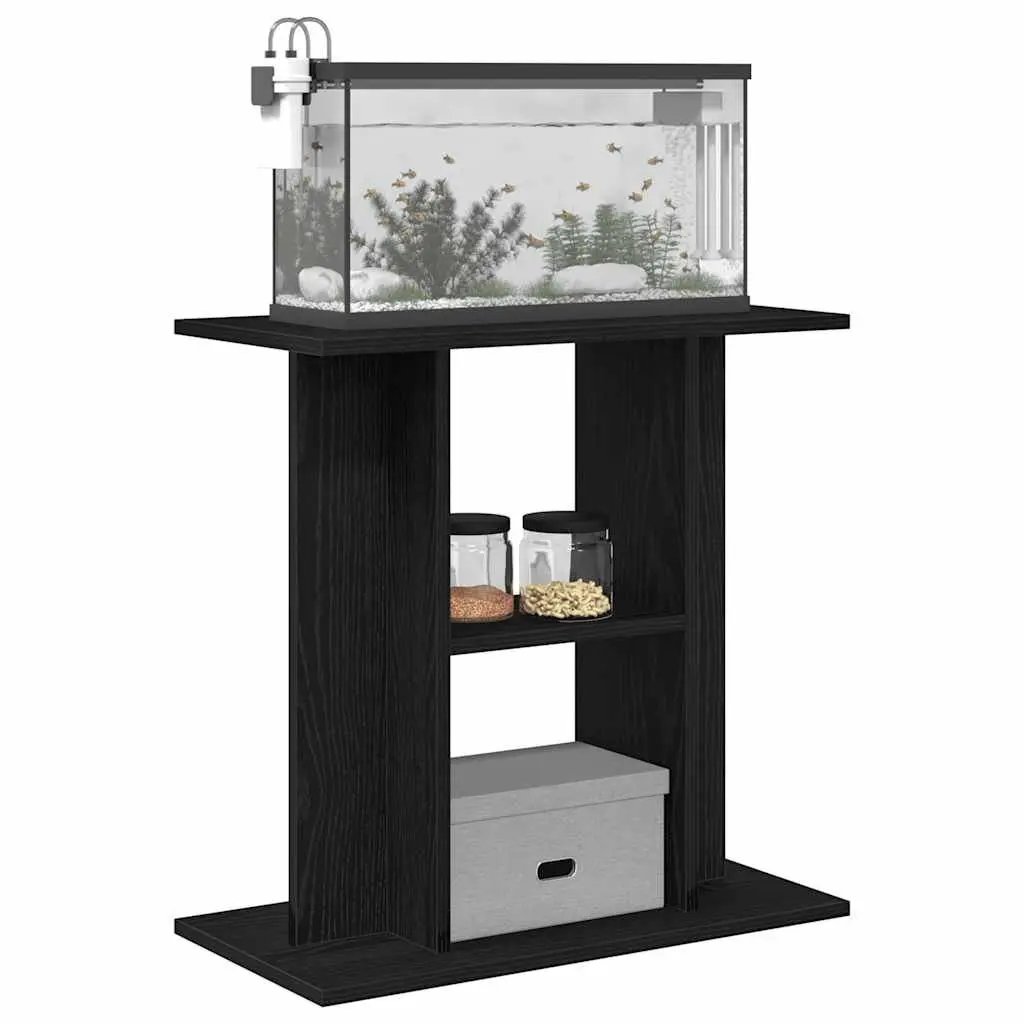 Aquarium Stand Black Oak 3-Tier Storage Furniture Stable Support for Fish Tank