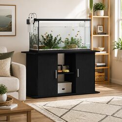 Aquarium Stand with Storage Shelves in Black Oak