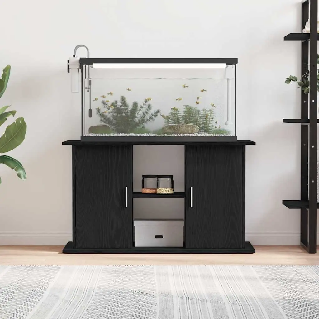 Aquarium Stand Fish Tank Display Cabinet with Storage Shelves Black Oak