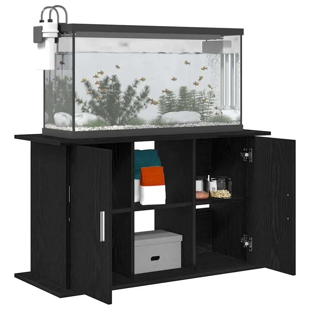 Aquarium Stand Fish Tank Display Cabinet with Storage Shelves Black Oak