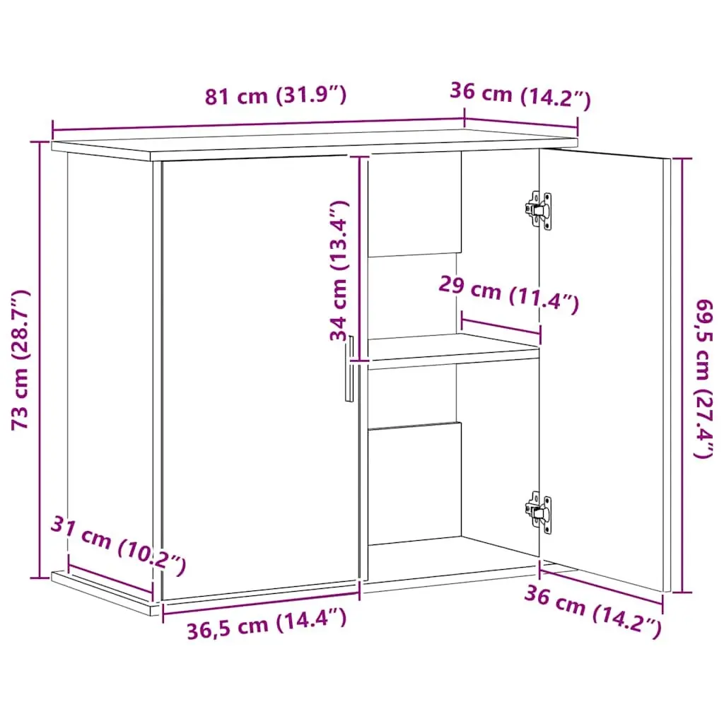 Aquarium Stand Black Oak Engineered Wood Storage Cabinet Display