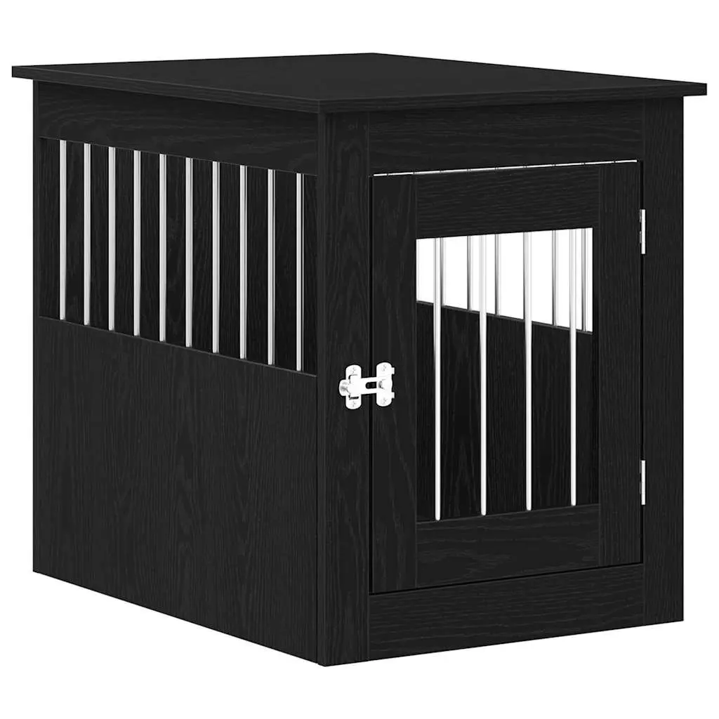 Dog Crate Furniture End Table Black Oak 55x75x65cm Engineered Wood Kennel