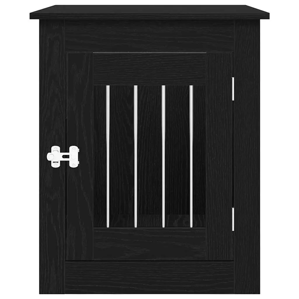 Dog Crate Furniture End Table Black Oak 55x75x65cm Engineered Wood Kennel