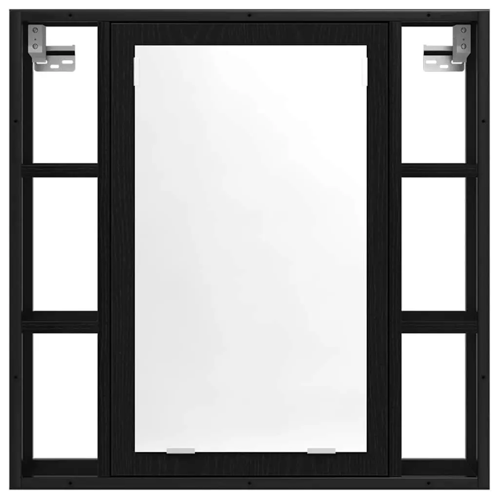 Bathroom Mirror Cabinet Wall-Mounted Storage Vanity Unit Black 60x16x60cm