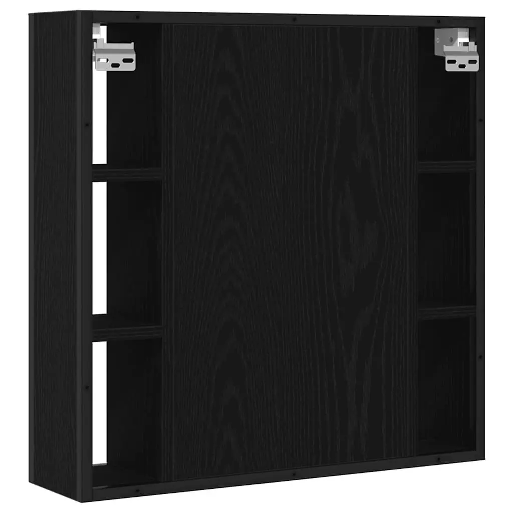 Bathroom Mirror Cabinet Wall-Mounted Storage Vanity Unit Black 60x16x60cm