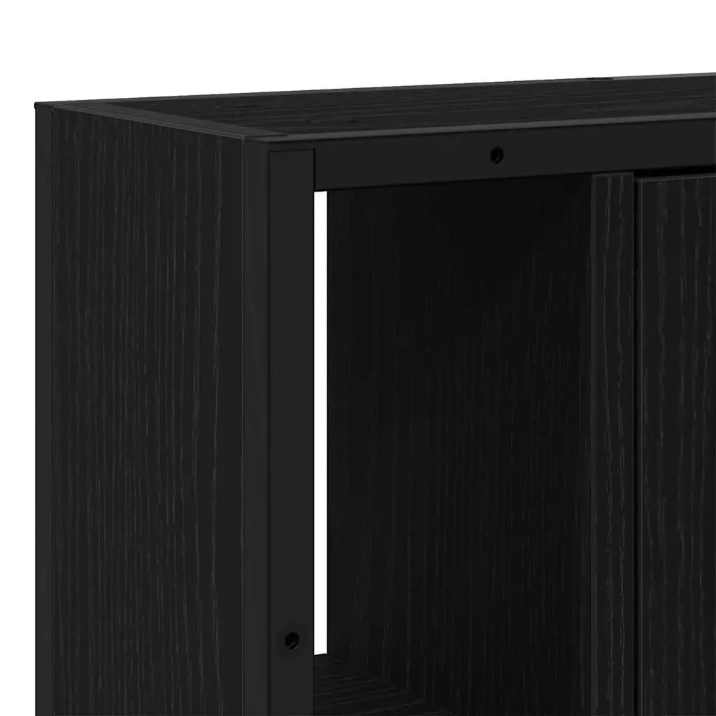 Bathroom Mirror Cabinet Wall-Mounted Storage Vanity Unit Black 60x16x60cm