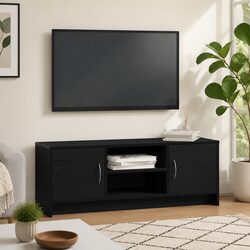 Compact Black Oak TV Cabinet 102x30x37.5cm - Perfect for Any Space