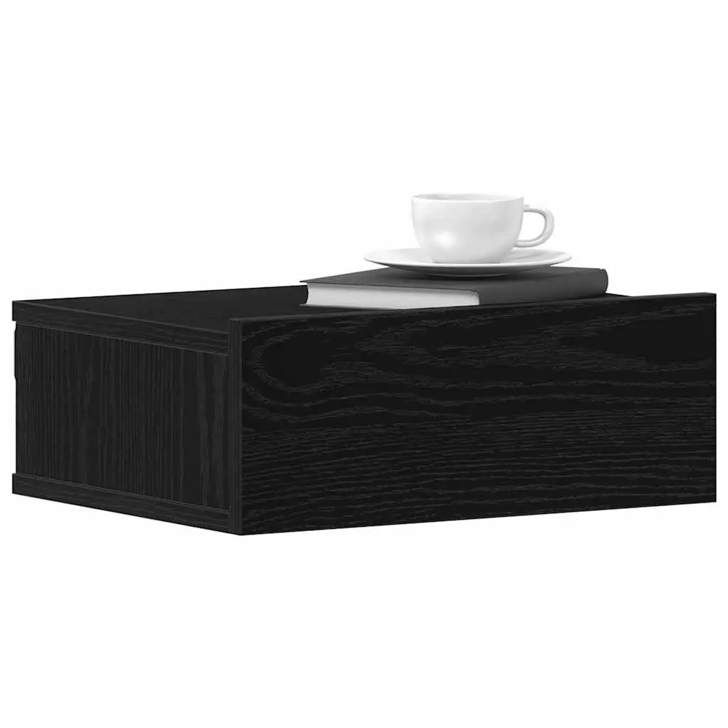 Floating Bedside Table Wall-Mounted Nightstand Brown Engineered Wood Storage