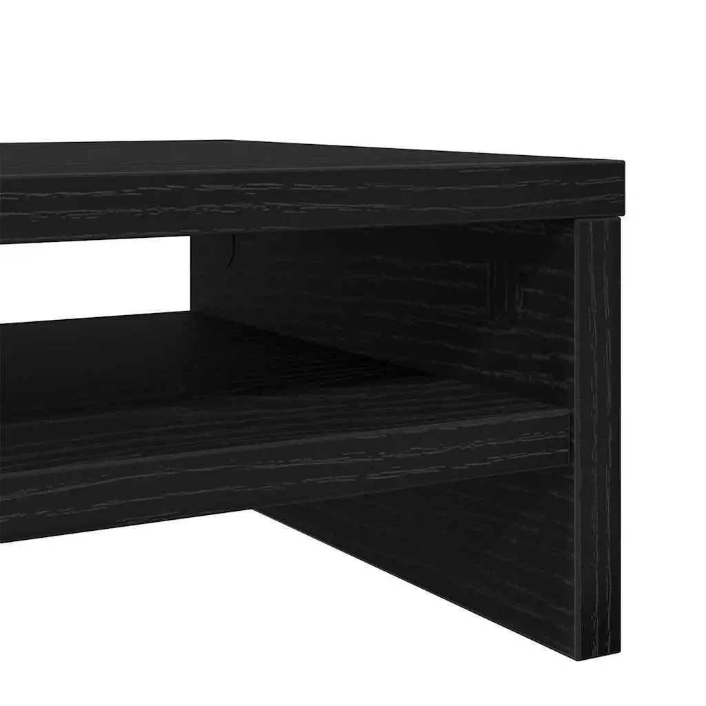 Monitor Stand Black Oak 100x24x13cm Engineered Wood Desk Organiser