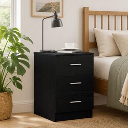 Concise Black Oak Bedside Cabinet 38x35x55 cm