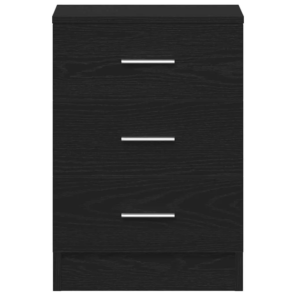 Bedside Cabinets Black Engineered Wood 38x35x55 cm Storage Nightstand 2 Piece