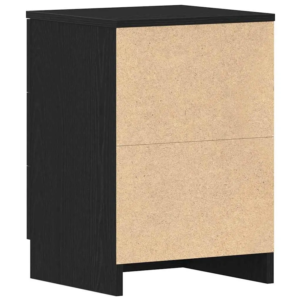 Bedside Cabinets Black Engineered Wood 38x35x55 cm Storage Nightstand 2 Piece
