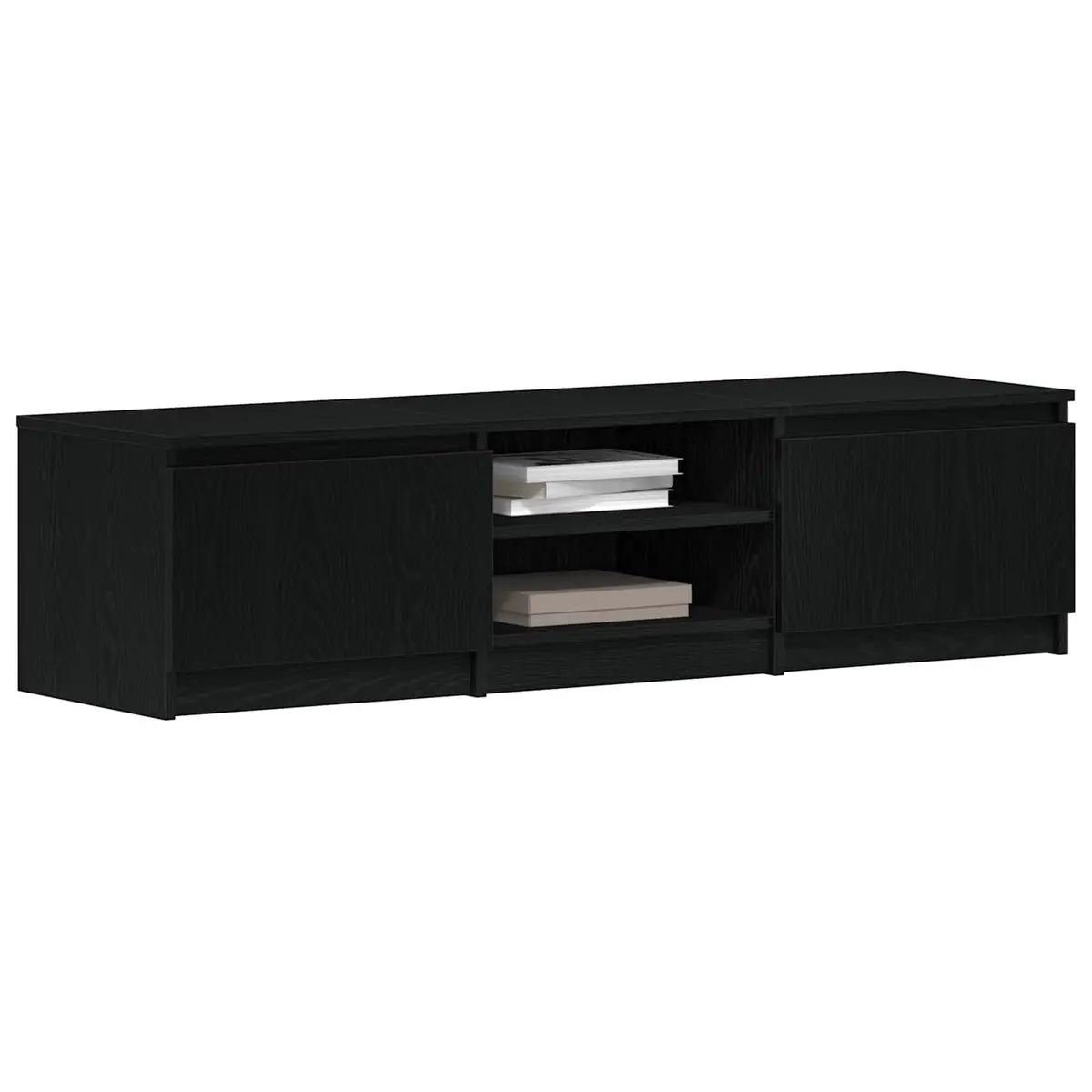 TV Stand Engineered Wood Black Oak 140x40x36cm Storage Unit for Living Room