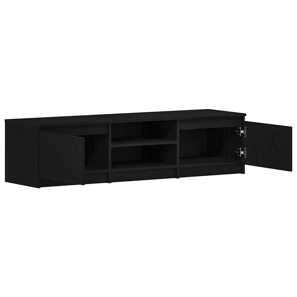 TV Stand Engineered Wood Black Oak 140x40x36cm Storage Unit for Living Room