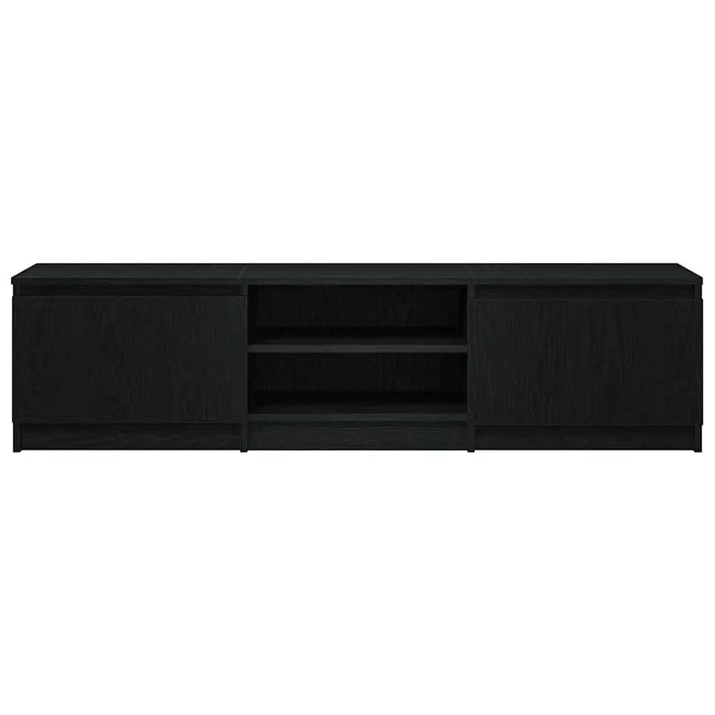 TV Stand Engineered Wood Black Oak 140x40x36cm Storage Unit for Living Room