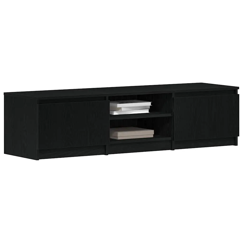 TV Stand Engineered Wood Black Oak 140x40x36cm Storage Unit for Living Room