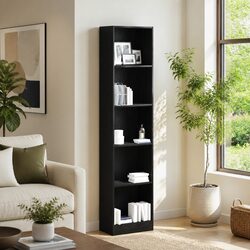 Compact and Functional 5-Shelf Bookcase in Brown